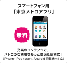 スマートフォン用「東京メトロアプリ」