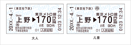 在各站的自动售票机出售普通车票。
车票面值有170日元、200日元、250日元、290日元和320日元。请按乘车距离购买