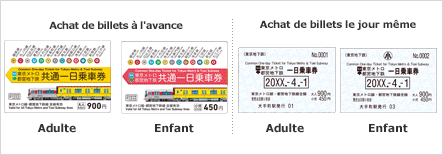 Ticket courant 1 journée pour Tokyo Metro et le métro de Toei