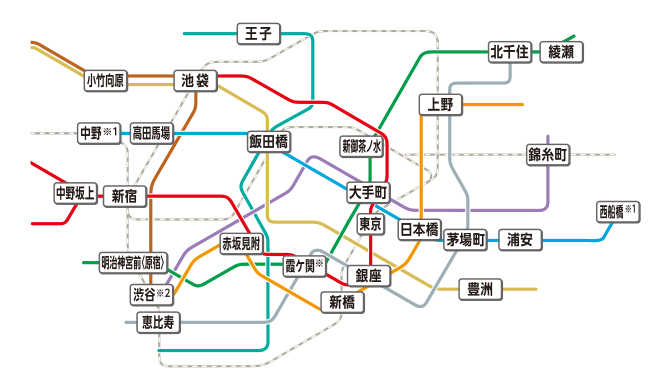 地下鉄東西線 路線図 東京