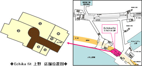 Echika fit 上野 店舗位置図