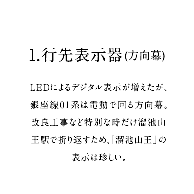 1.行先掲示板 溜池山王駅で実際に使われた行先掲示版です。溜池山王駅で実際に使われた行先掲示版です。溜池山王駅で実際に使われた行先掲示版です。